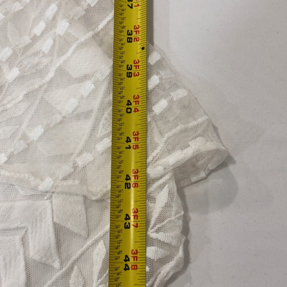 Angel Biba Lace High Low Mermaid Dress Women Size M White Tan Ruffle | Romantic - Picture 11 of 11